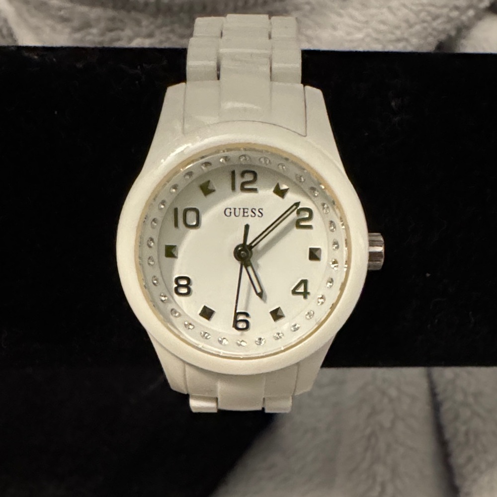 Guess White Watch with Crystal Details